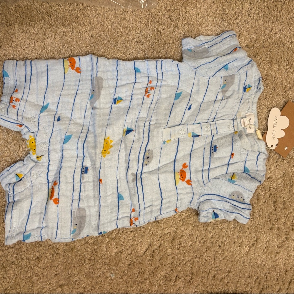 Angel Dear Blue Nautical Print One Piece